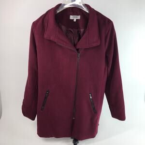 Charlotte Russe Womens Wool Blend Mid-length Coat Burgundy Size Large